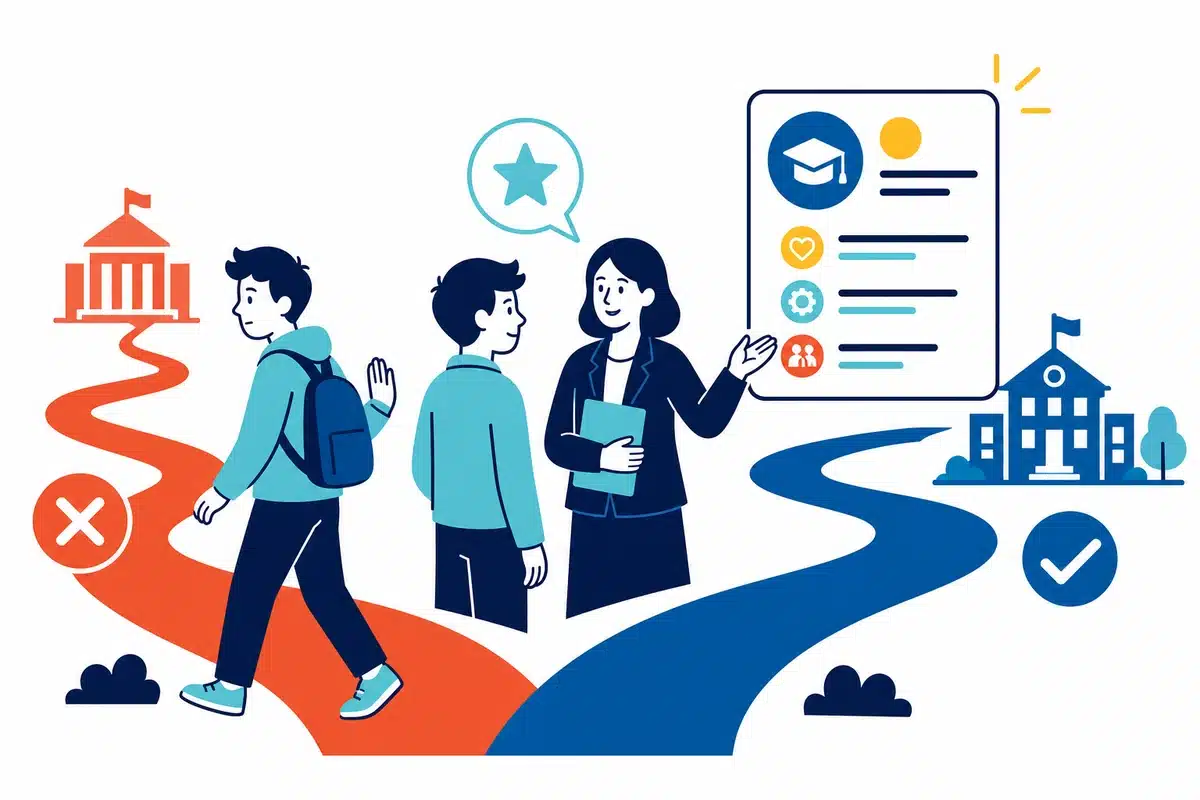 Un candidat en réorientation guidé vers un nouveau parcours de formation adapté à son profil