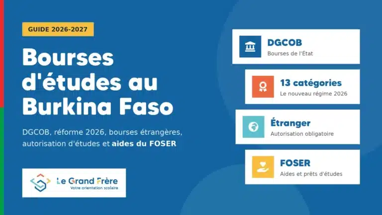 Guide 2026-2027 des bourses d'études au Burkina Faso : DGCOB, réforme 2026, bourses étrangères et FOSER